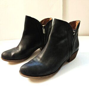 Lucky Brand Women's Size 8 Brenon Black Leather Double Zip Ankle Booties